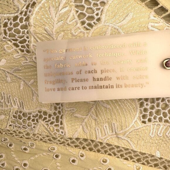 LoveShackFancy Jobelle Crochet-Trimmed Broderie Anglaise Mini Dress in Yellow - Picture 10 of 10